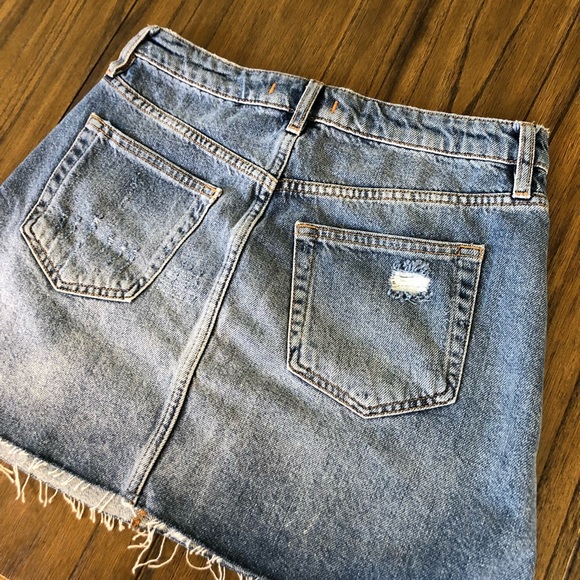 We The Free Button fly distressed denim skirt - Picture 7 of 8